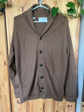 Shawl Collar Brown Cardigan (size L)